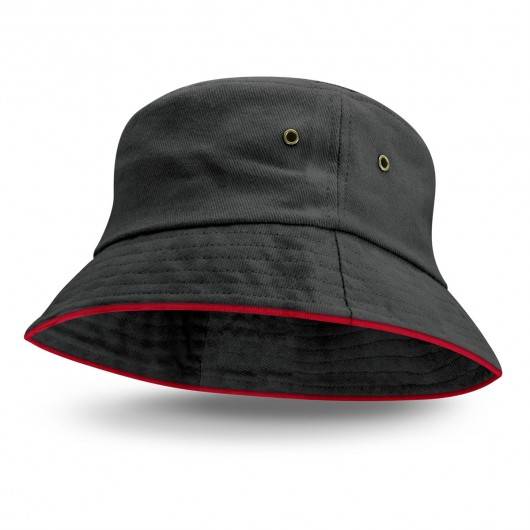 Black Red Coloured Trim Bucket Hats